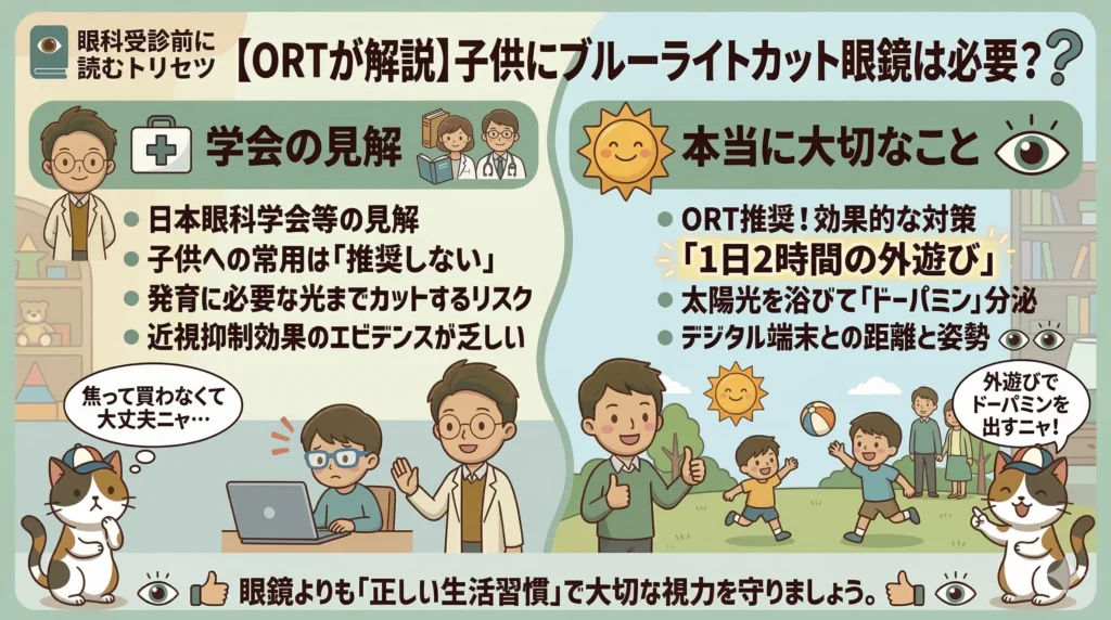 こどもにブルーライトカット眼鏡は必要なのかを説明している画像