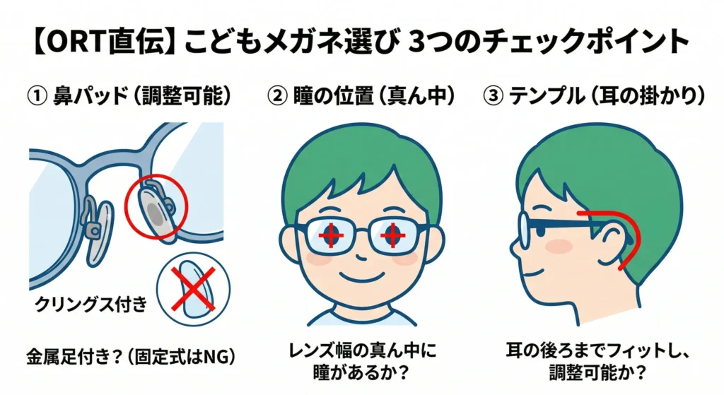 こどもメガネ選び3つのチェックポイント